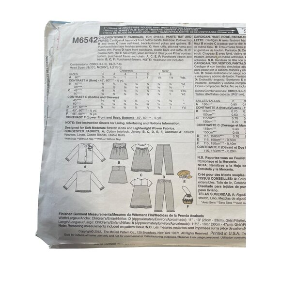 Childrens Sewing Pattern Lot CUT M5456 M6312 M6542 M4107 M5793 By McCalls - Picture 3 of 6
